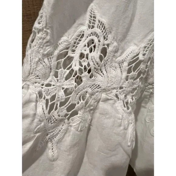 BYTIMO Guipure lace-trimmed linen and cotton-blend mini dress Size S